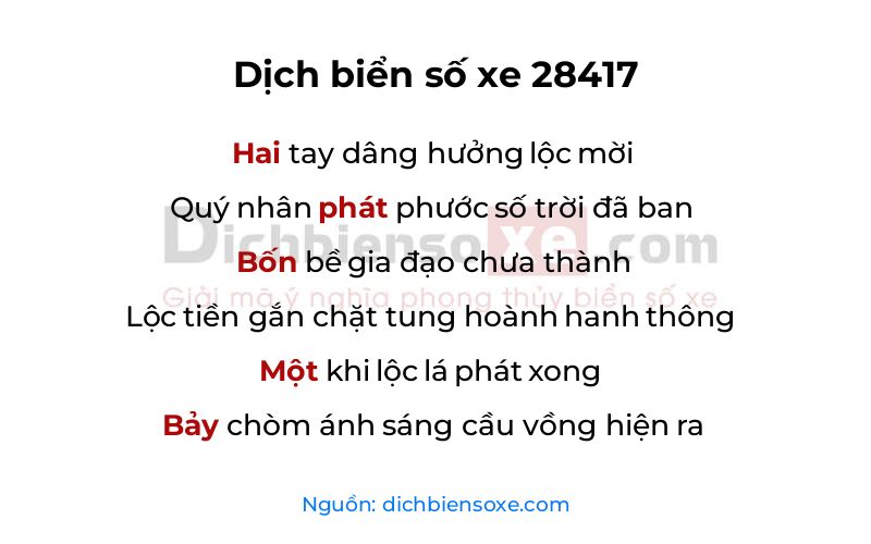 Dịch thơ biển số 28417