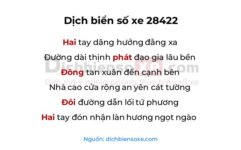 Dịch thơ biển số 28422