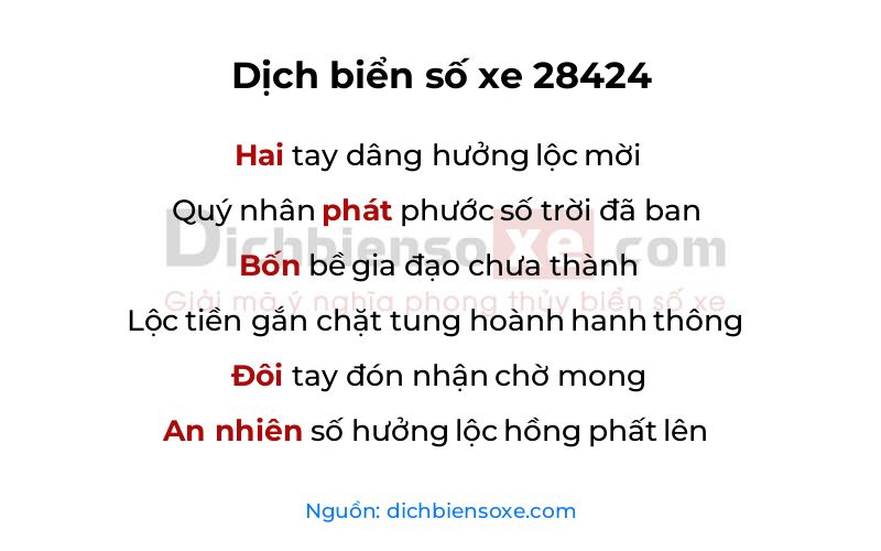 Dịch thơ biển số 28424