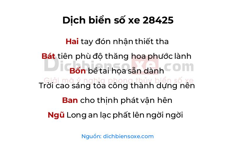 Dịch thơ biển số 28425