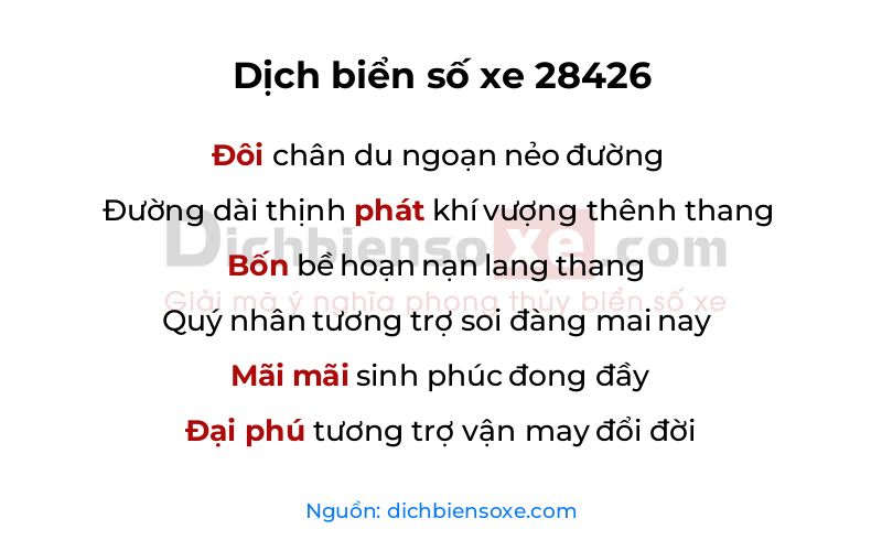 Dịch thơ biển số 28426