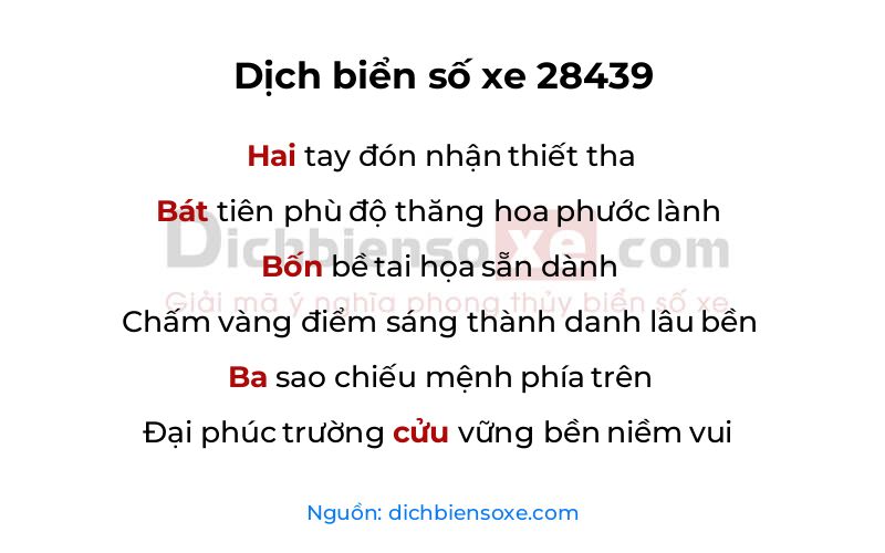 Dịch thơ biển số 28439