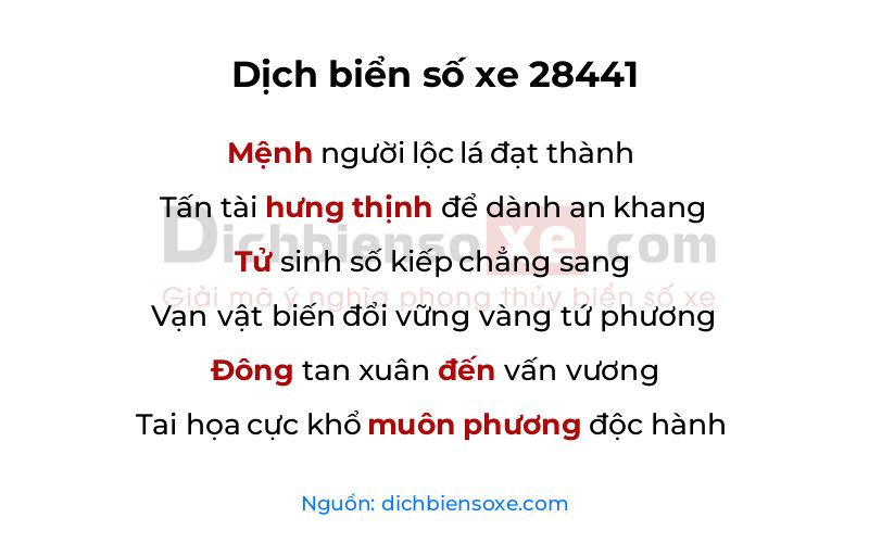 Dịch thơ biển số 28441