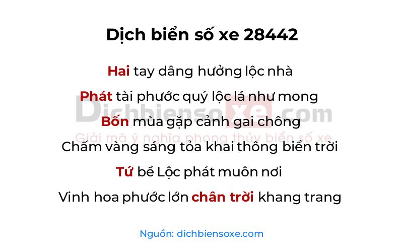 Dịch thơ biển số 28442