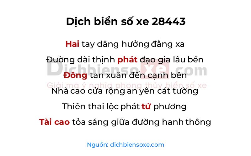 Dịch thơ biển số 28443