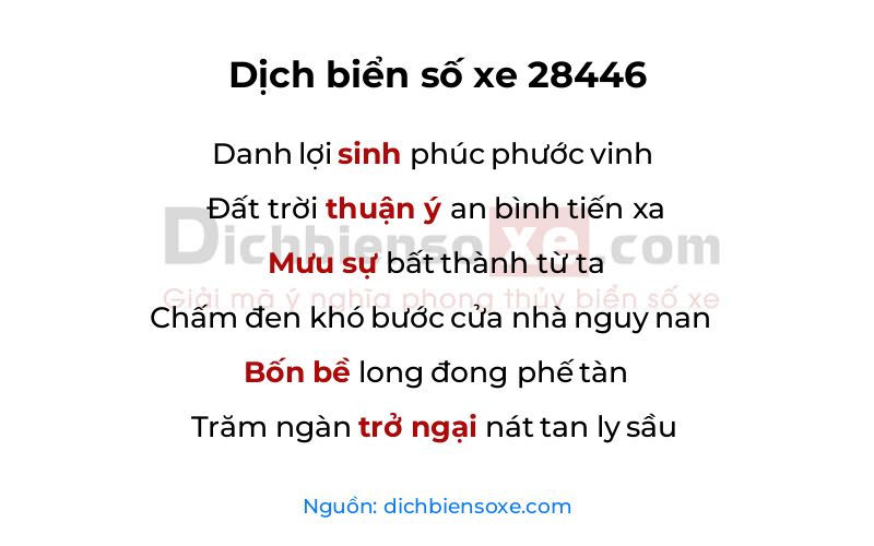 Dịch thơ biển số 28446