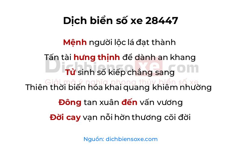 Dịch thơ biển số 28447