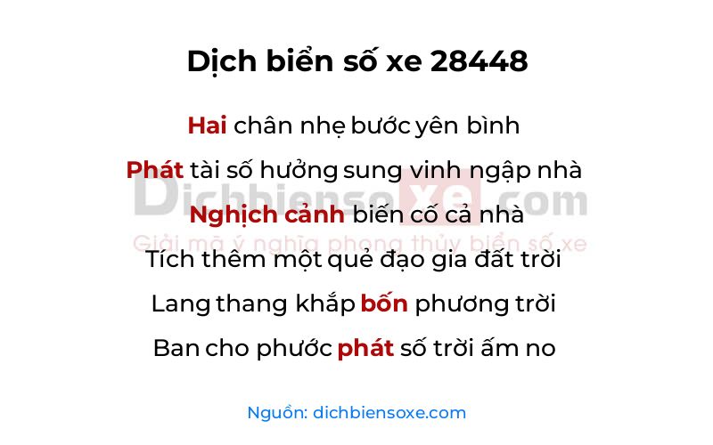 Dịch thơ biển số 28448