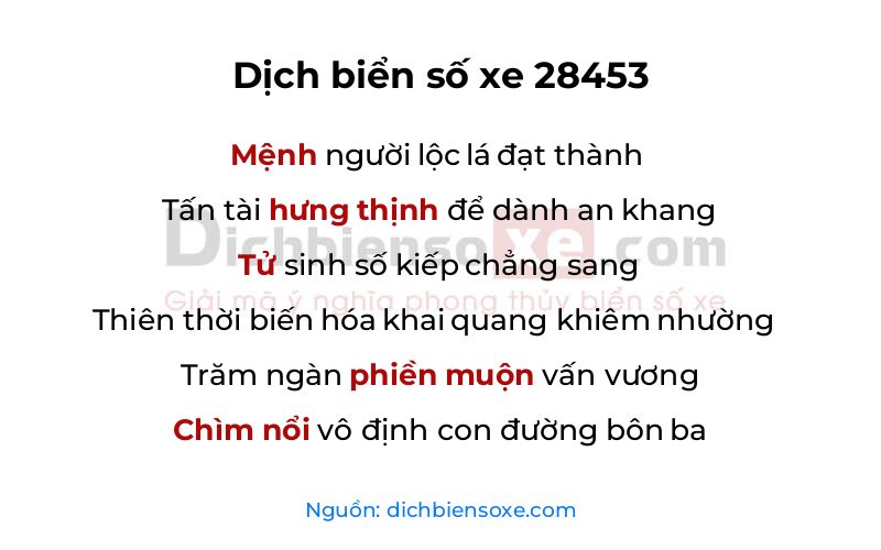 Dịch thơ biển số 28453