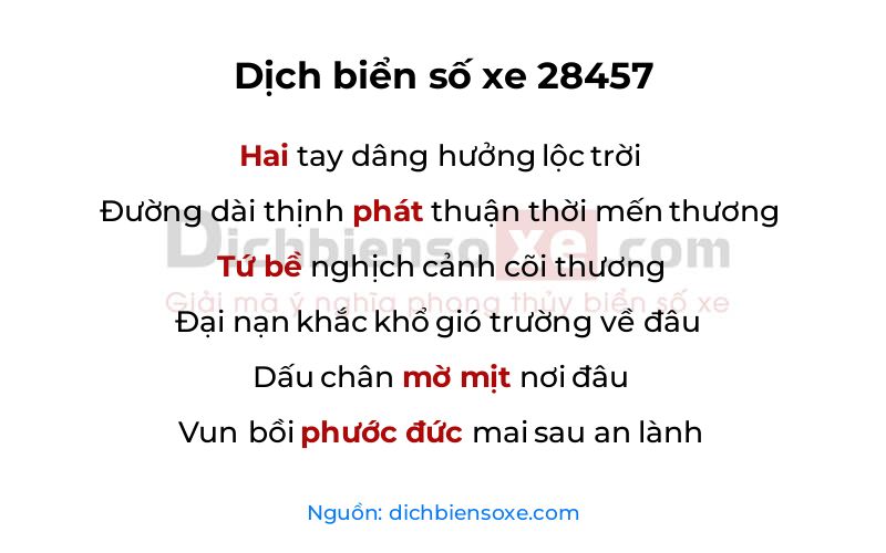 Dịch thơ biển số 28457