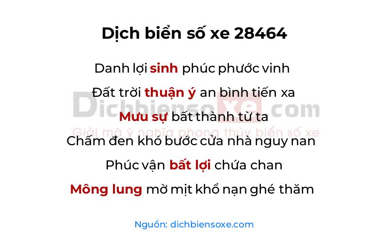 Dịch thơ biển số 28464
