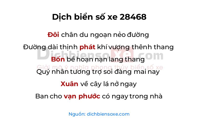 Dịch thơ biển số 28468