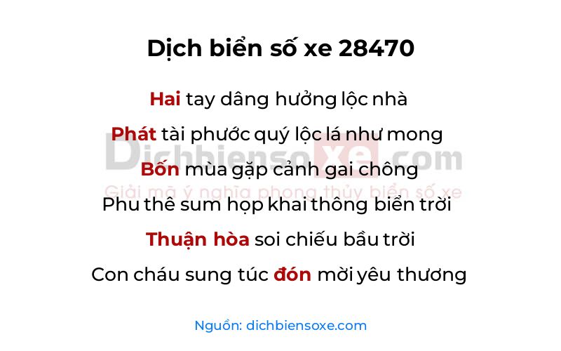 Dịch thơ biển số 28470