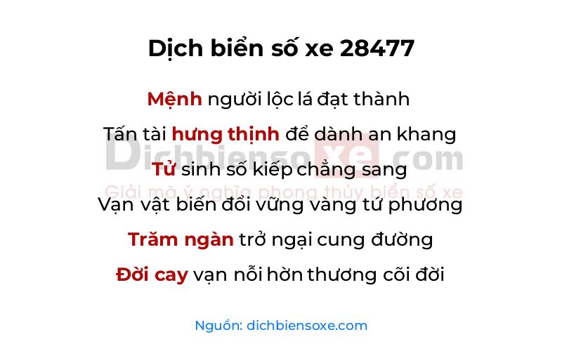 Dịch thơ biển số 28477