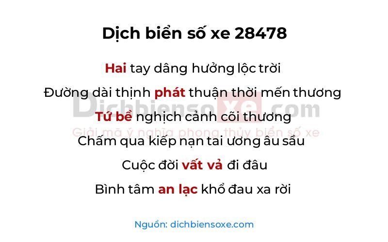 Dịch thơ biển số 28478
