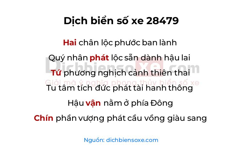 Dịch thơ biển số 28479