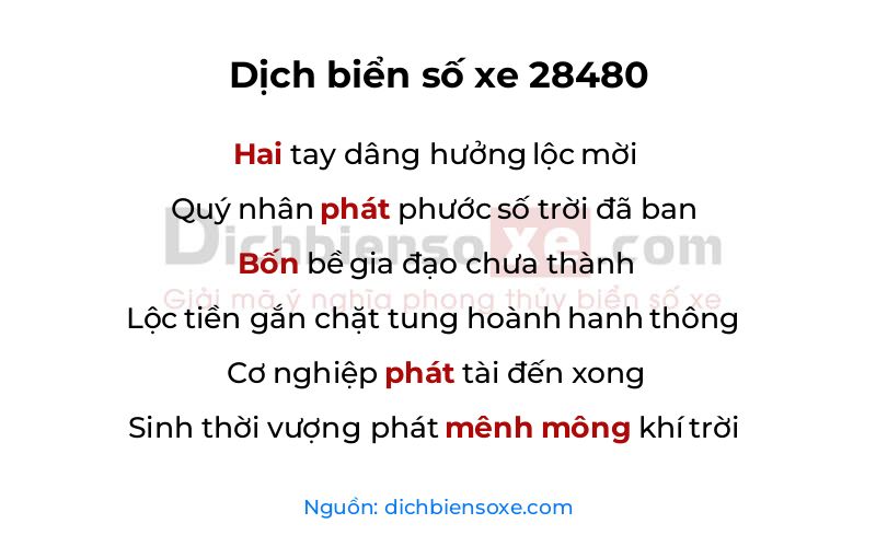 Dịch thơ biển số 28480