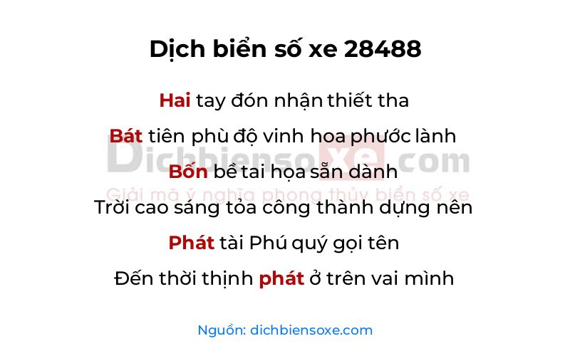 Dịch thơ biển số 28488