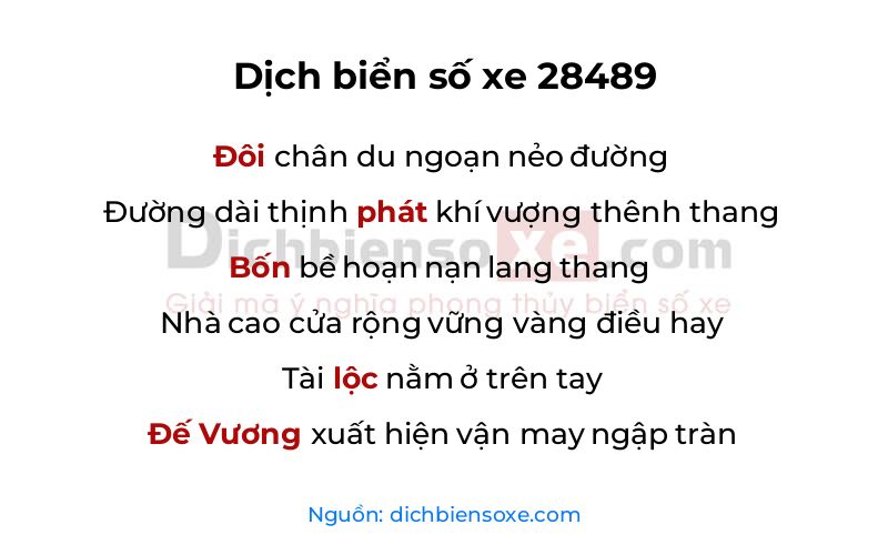 Dịch thơ biển số 28489