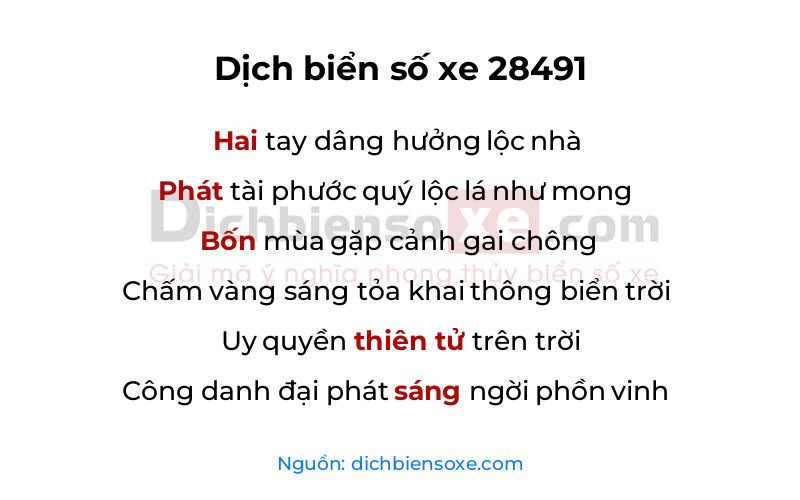 Dịch thơ biển số 28491