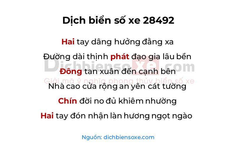 Dịch thơ biển số 28492