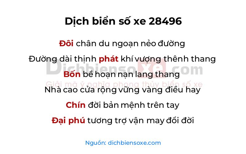 Dịch thơ biển số 28496
