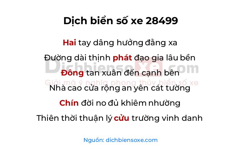 Dịch thơ biển số 28499