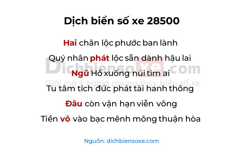 Dịch thơ biển số 28500
