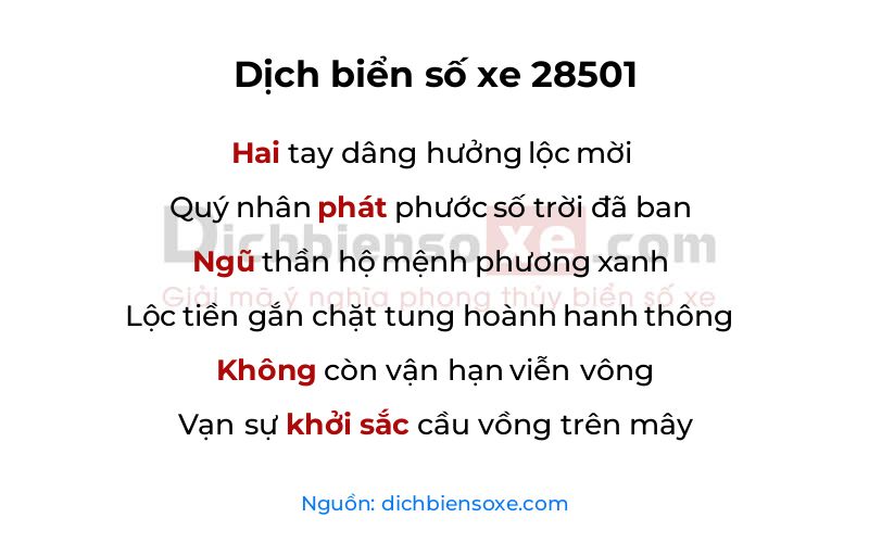Dịch thơ biển số 28501