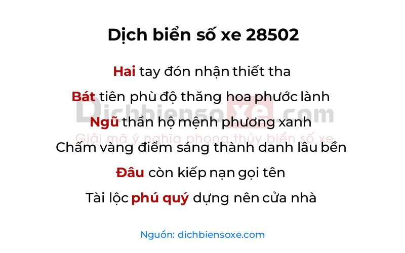 Dịch thơ biển số 28502