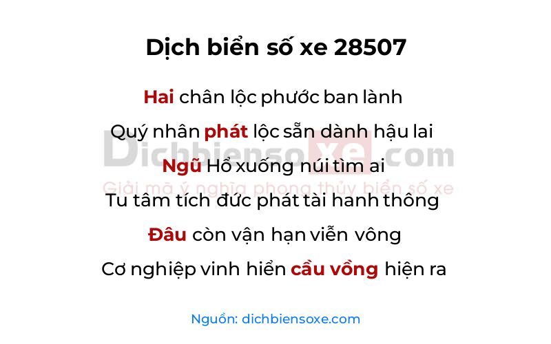 Dịch thơ biển số 28507