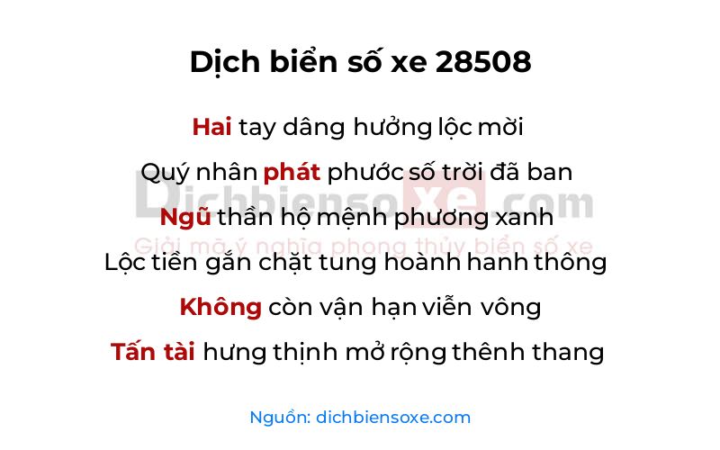 Dịch thơ biển số 28508
