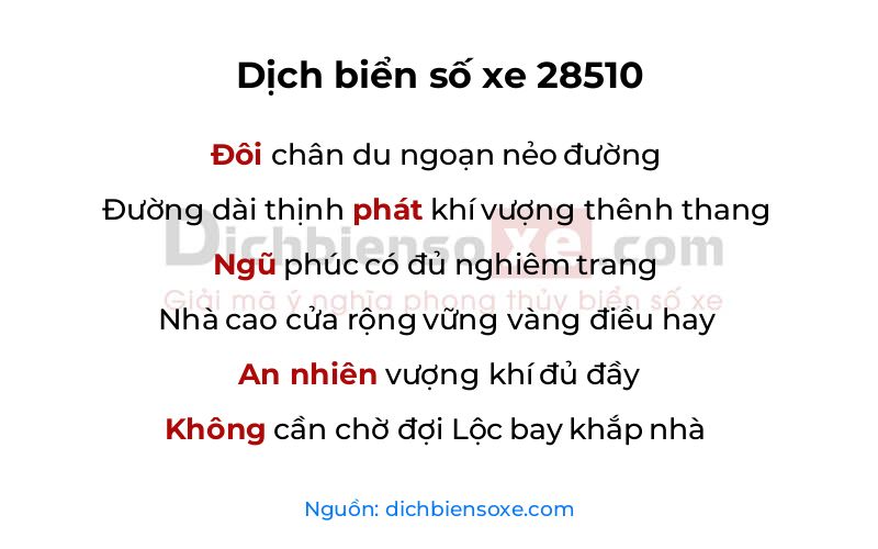 Dịch thơ biển số 28510