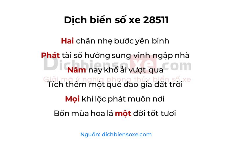 Dịch thơ biển số 28511