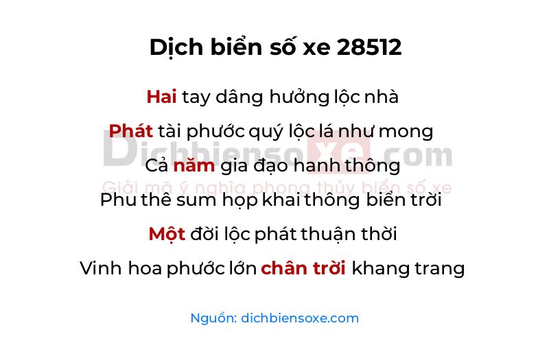 Dịch thơ biển số 28512