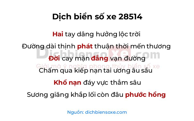 Dịch thơ biển số 28514