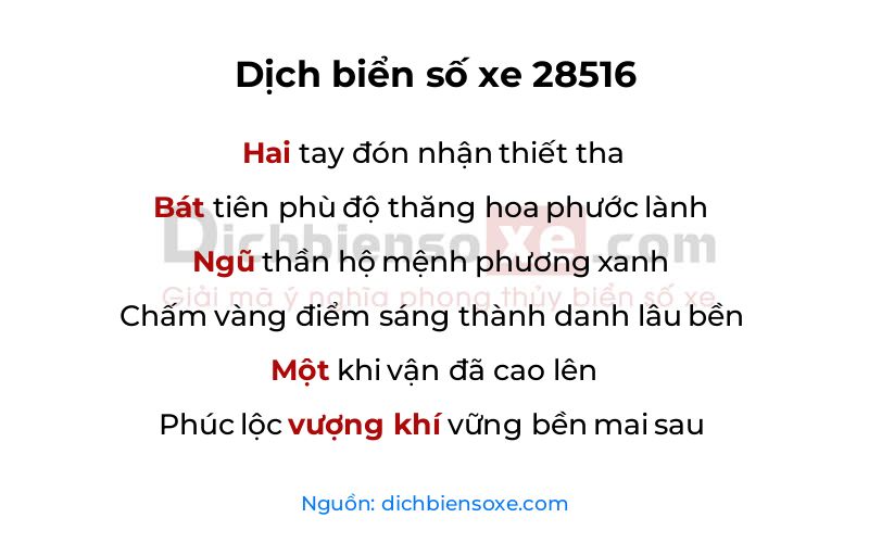 Dịch thơ biển số 28516