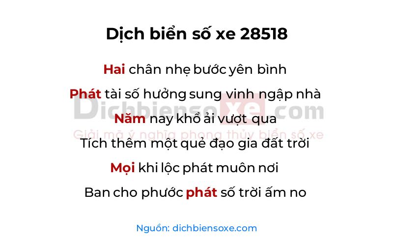 Dịch thơ biển số 28518