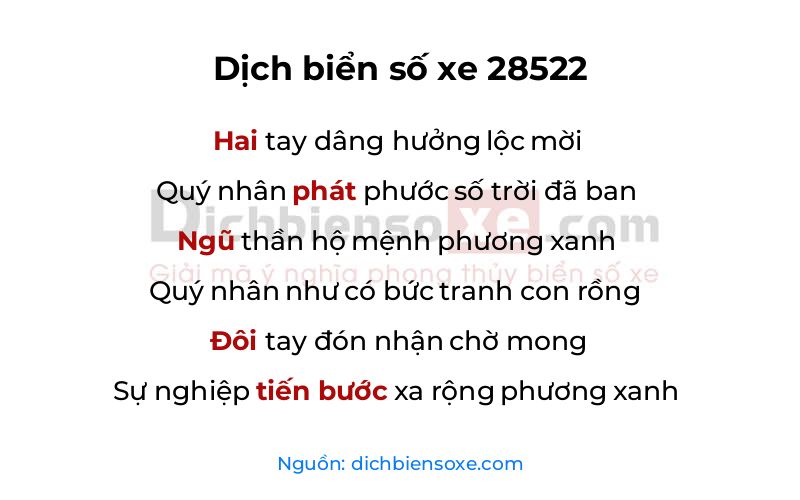 Dịch thơ biển số 28522