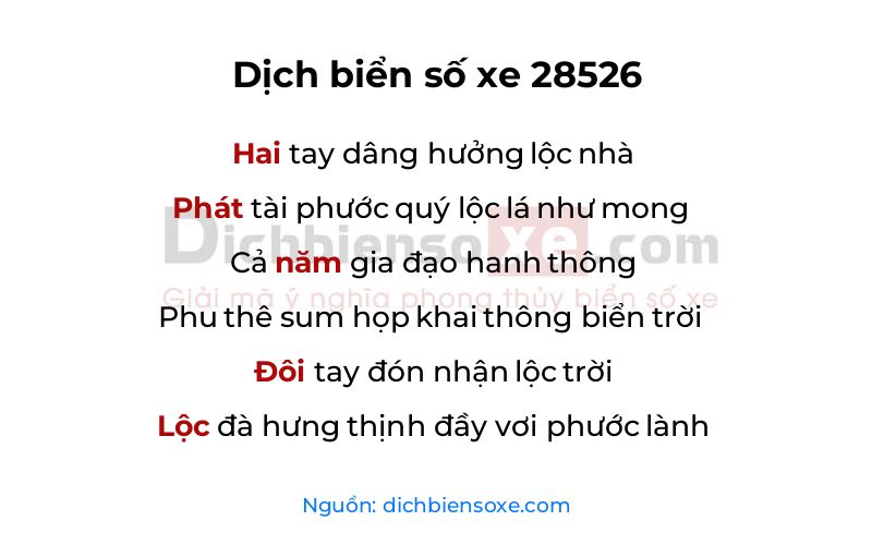Dịch thơ biển số 28526