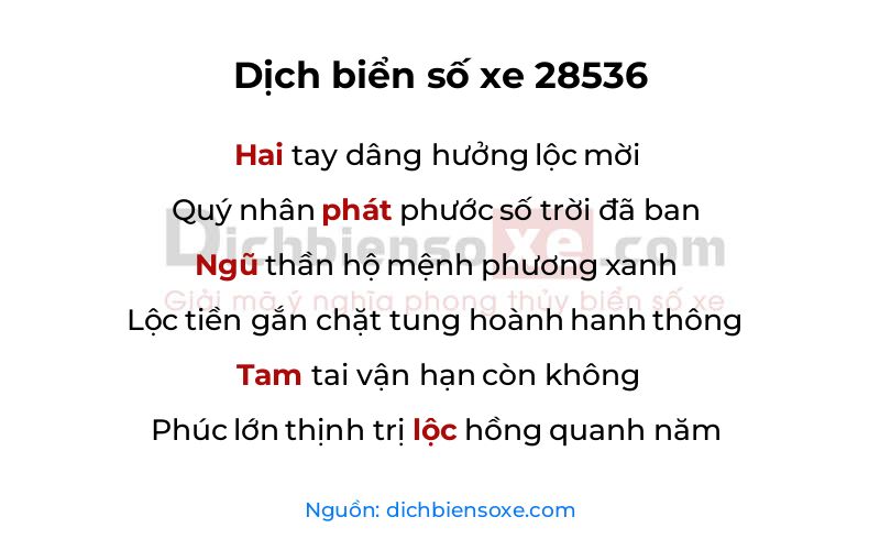 Dịch thơ biển số 28536