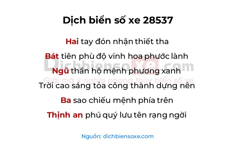 Dịch thơ biển số 28537