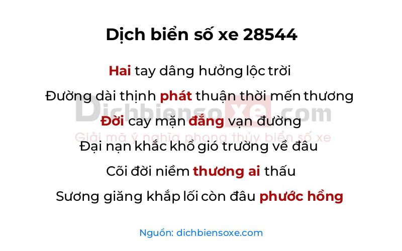 Dịch thơ biển số 28544