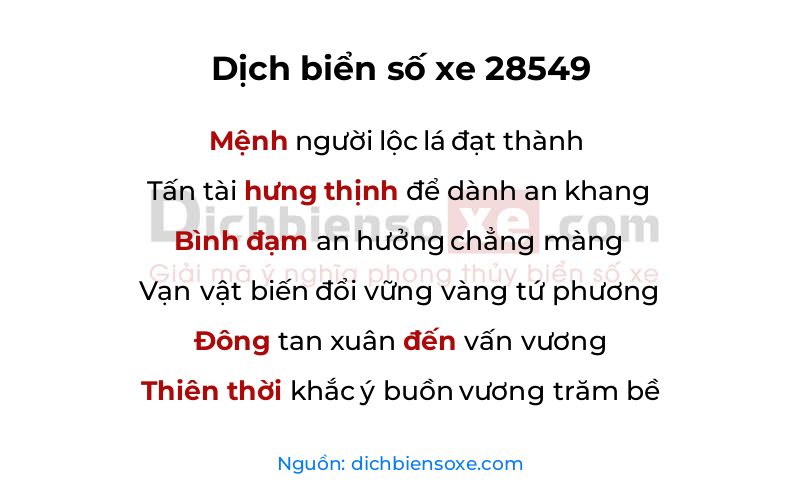 Dịch thơ biển số 28549