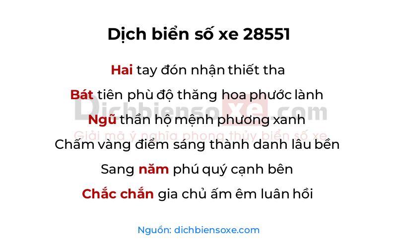 Dịch thơ biển số 28551
