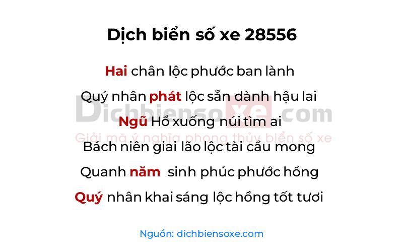 Dịch thơ biển số 28556