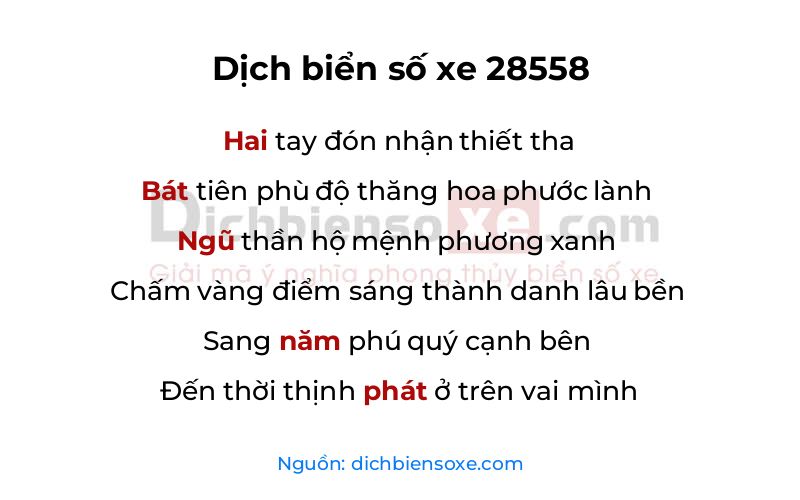 Dịch thơ biển số 28558