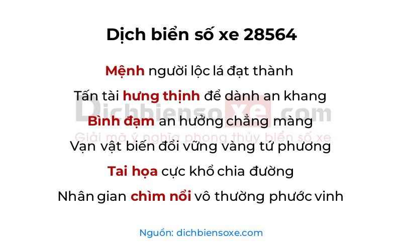 Dịch thơ biển số 28564