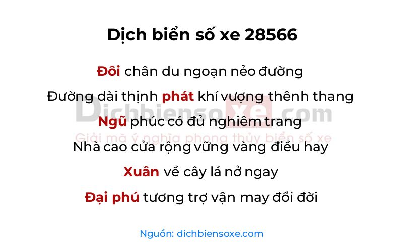 Dịch thơ biển số 28566