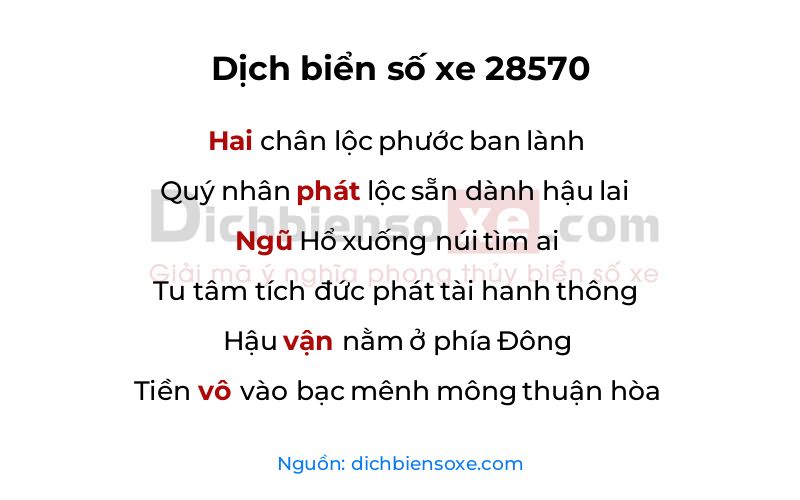Dịch thơ biển số 28570